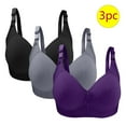 thumbnail image 2 of ameIAEA Womens 3 Pack Bras Push Up No Underwire Everyday Bras Full Coverage Wire Free Comfort Bras, 2 of 3