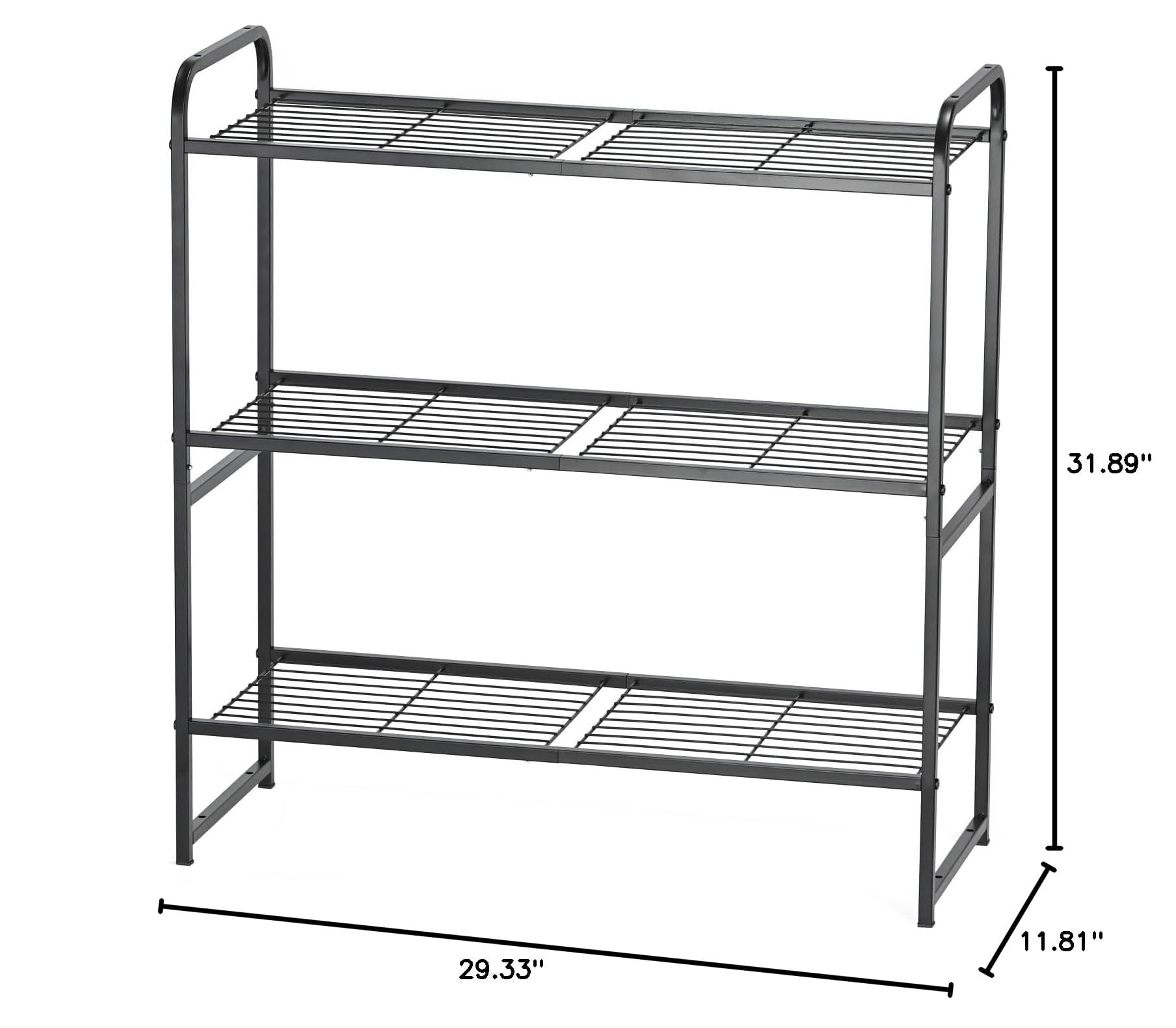 3-Tier 30" Wide Wire Shelving Unit Heavy Duty Metal Storage Shelves, 250 lb Load Capacity, Black