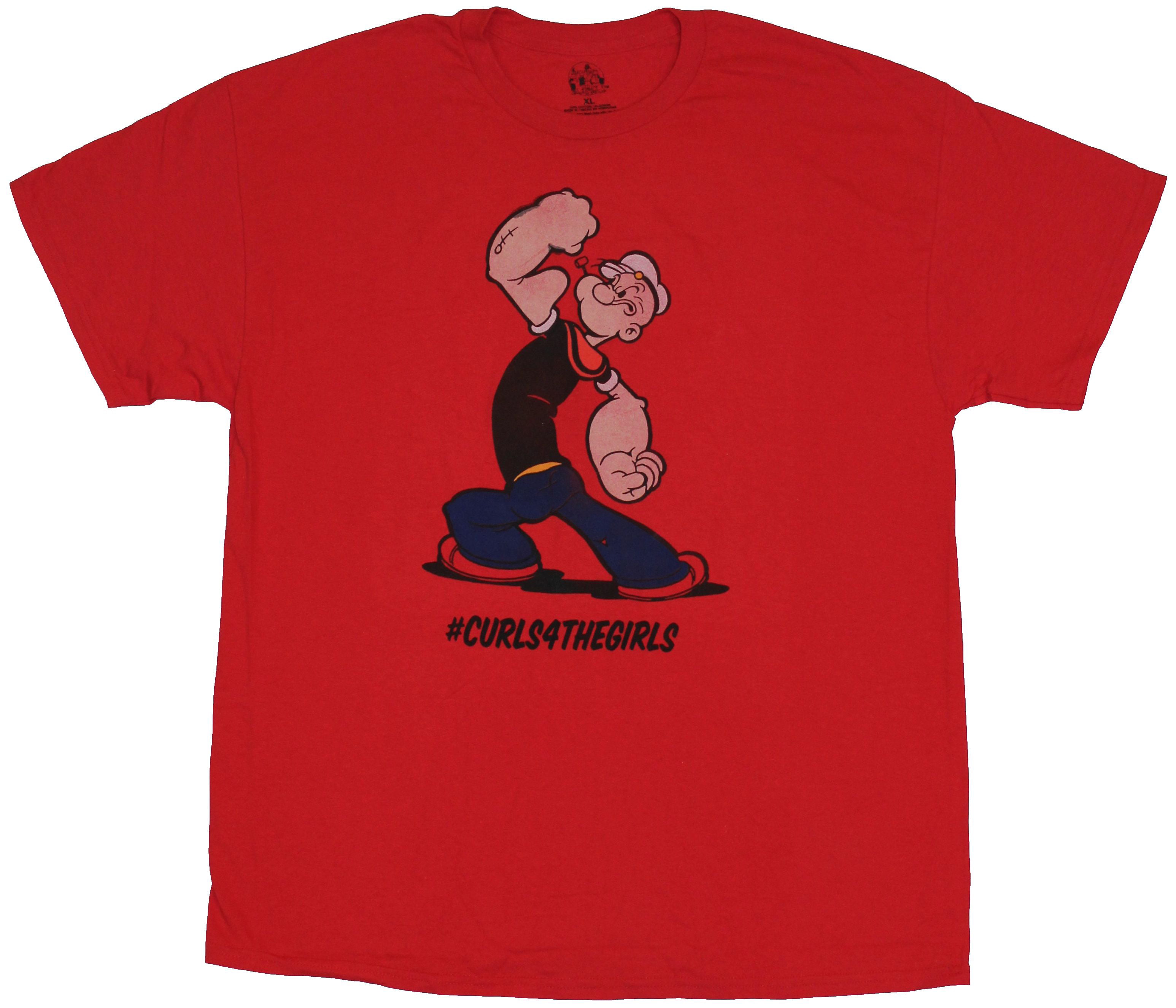 Popeye - Popeye Mens T-Shirt - #curls4thegirls Posing Powerful Popeye ...