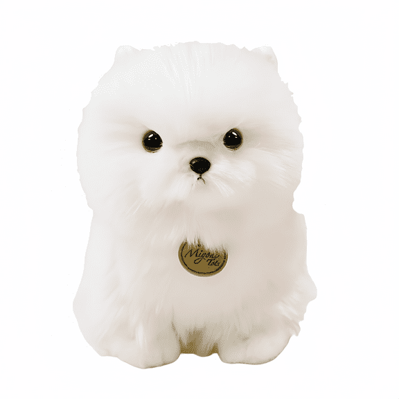 Dog Stuffed Animal - Realistic Pomeranian Plush Toy - Simulated Pet Companion - White 9.1 Inches
