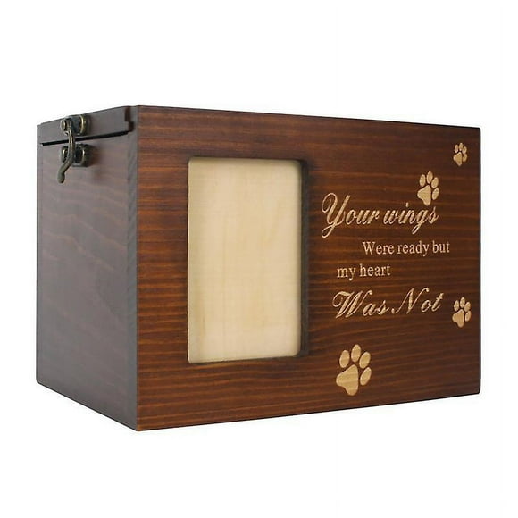 Wood Pet Keepsake Storage Box With Photo Frame For Cat Dog Pine Wood Memorial Keepsake Urns Cremation Urns With Photo Frame