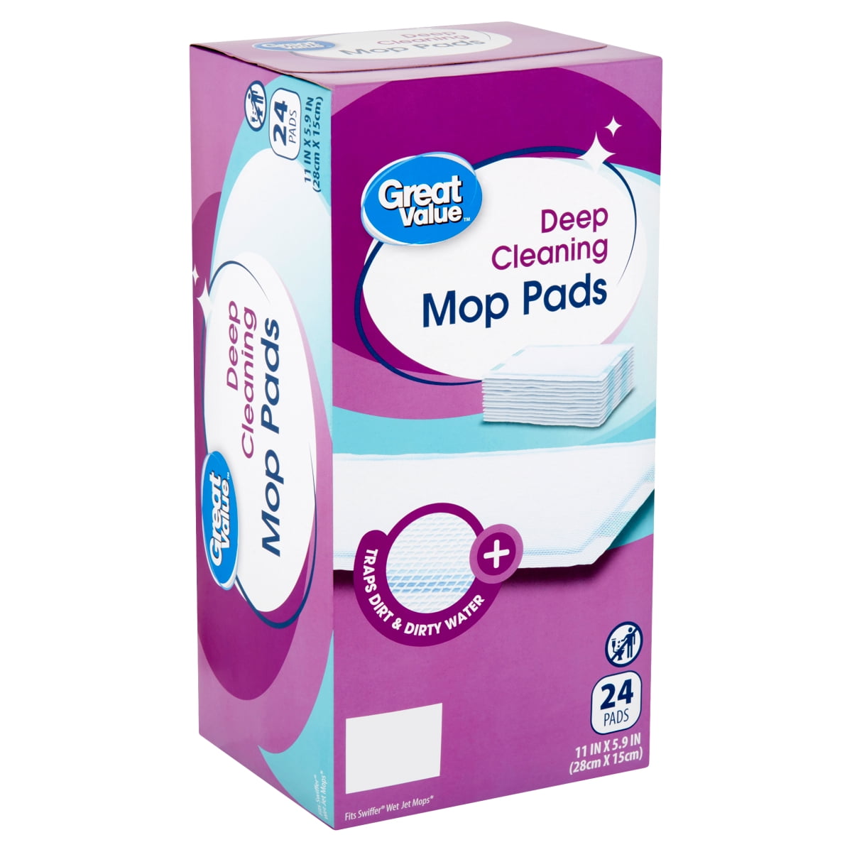 Great Value Deep Cleaning Mop Pads, 24 Count