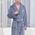 thumbnail image 4 of IYTR Men'S Winter Robe Flannel Robe Bathrobe Thickened Mens Coral Velvet Robe Long Home Clothes. Gray XL, 4 of 4