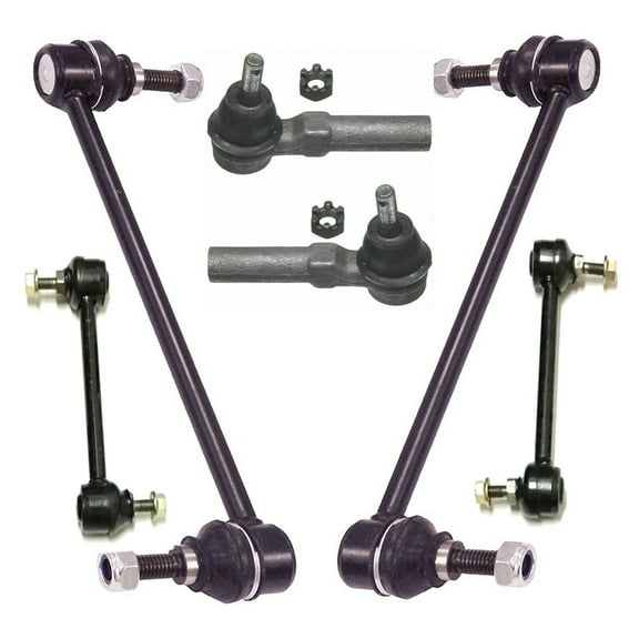 6 Pc Suspension Kit Outer Tie Rod Ends, Front & Rear Sway Bar End Links