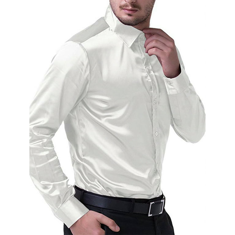 psychology Amplifier Accepted wybzd Men's Shiny Design Long Sleeve Dress Shirts Slim Fit Business Button  Down Shirts Party Dress Shirt White M - Walmart.com