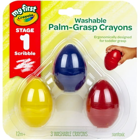Crayola My First Toddler Crayons, Washable Palm Grip Crayons, 3