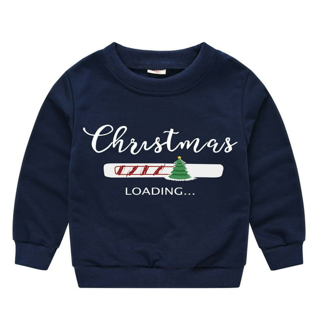 Ensembles Deux Pièces Hiver Bébés Garçons Filles Noël Imprimé Dessin Animé Col Rond Chandail Chandail en Molleton Tenues Deux Pièces en Liquidation