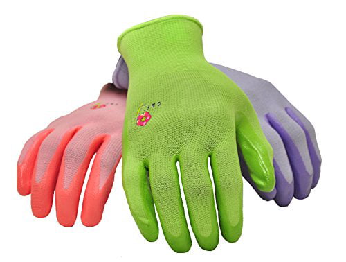 Ladies Medium Gardening Gloves A202 M Flowertouch Foam Latex Nitrile Glove Blue 