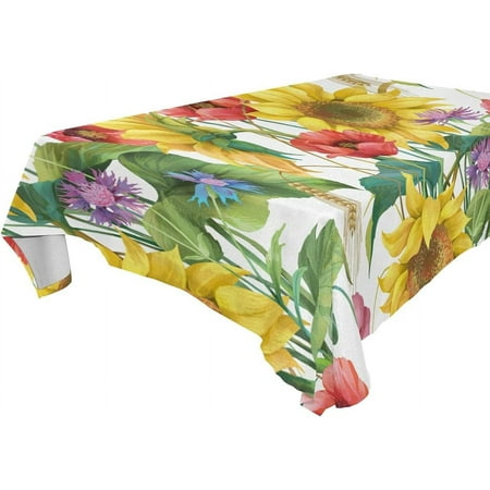 

SKYSONIC Toprint Floral Flower Sunflower Rectangle Tablecloth Spill-Proof Polyester Table Cloth Table Cover for Kitchen Dining Picnic Holiday Party Decoration 54x54 inch