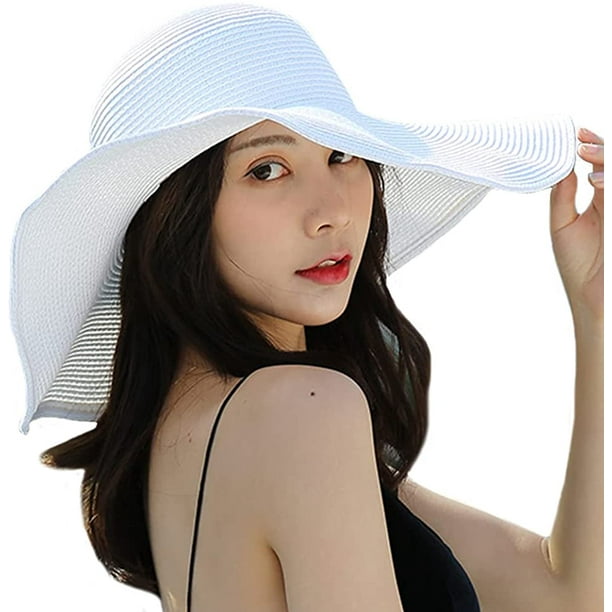 Women's Beachwear Sun Hat Striped Straw Hat Floppy Big Brim Hat