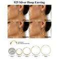 thumbnail image 5 of Silvora Gold Plated Polished Hoop Earrings for Women 50mm Sterling Silver Classic Trendy Ear Hoops, 5 of 8