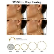 Silvora 20mm Small Gold Plated Hoop Earrings for Women Tiny Sterling Silver Charm Endless Circle Ear Hoops Jewelry Gift