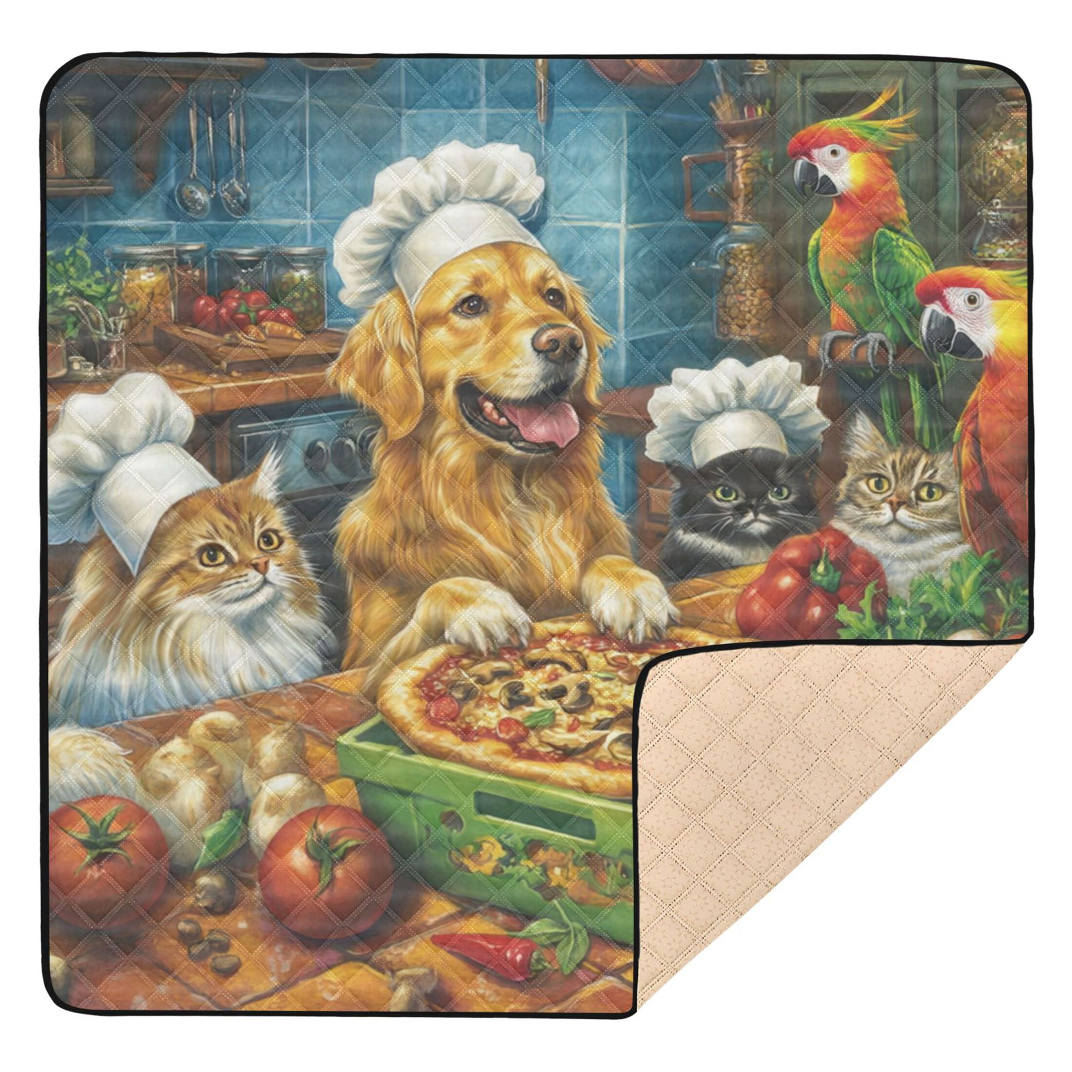 WOBOGO Animal Kitchen Baby Playmats Extra Large Waterproof Rollable Activity Pads for Toddlers 50×50inch