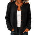 thumbnail image 3 of Dresfit Womens Cardigan Sweaters Crew Neck Knit Chunky Coats Sweater Button Down Long Sleeve Work Blouses Fall Winter Dressy Fleece Tops S, 3 of 9