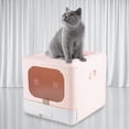 thumbnail image 3 of DOLITY Foldable Cat with Lid, Enclosed Cat Potty, Top Entry Anti-ing Cat Toilet Pink, 3 of 9