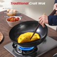 thumbnail image 4 of 13.5" Carbon Steel Pan, Woks & Stir-Fry Pans with Wooden Lid, Nonstick Flat Bottom Hand Hammered Chinese Wok for Gas, No Chemical Coating, 4 of 6