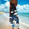 thumbnail image 3 of Women's 2025 Summer Casual Boho Sundress Spaghetti Strap V Neck Flowy Midi Dresses B-Black, 3 of 5