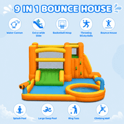 INFLATEFLY Inflatable Water Slide, 9-in-1 Bounce House Water Park with Trampoline, Pool, Climbing Wall, Water Cannon, Slides and Basketball Hoop, Kid Bouncy Castle for Outdoor Indoor Backyard Fun