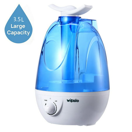 Wipalo Ultrasonic Warm Mist Humidifier - Premium Humidifying Unit with 3.5L Water Tank, Whisper-Quiet Operation, Automatic Shut-Off and Night Light Function - Lasts Up to 12