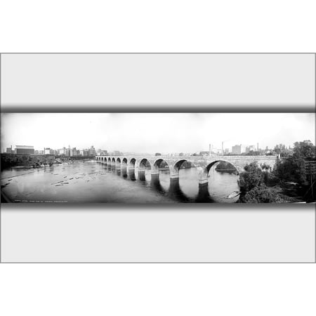 24"x36" Gallery Poster, Stone bridge over Mississippi river, Minneapolis, Minnesota 1905