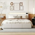 thumbnail image 2 of Tensun Beige Queen Bed: Modern Upholstered Frame with Hydraulic Storage, Lift-Up Design, USB Ports, Bluetooth Audio, 2 of 5