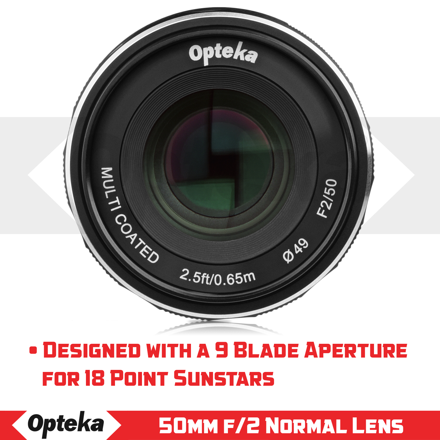 Opteka 50mm f/2.0 HD MC Manual Focus Prime Lens for Panasonic Micro 4/3  Mount Digital Cameras