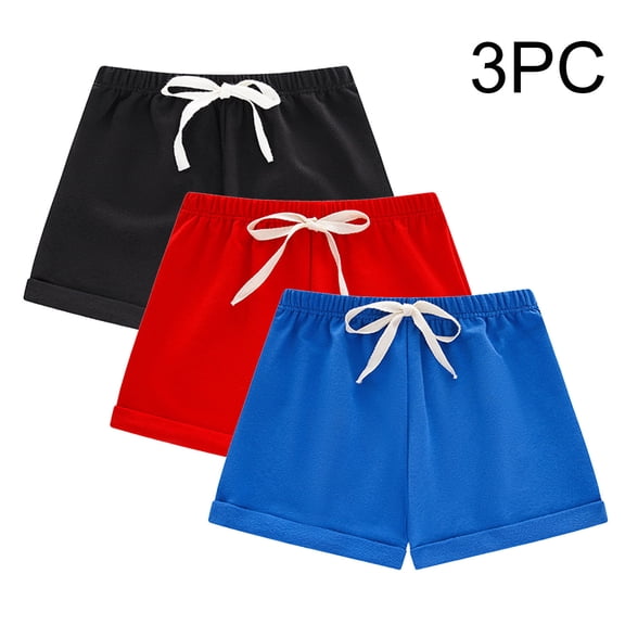 Amidoa Boys Shorts Solid Color Toddler Elastic Waist Soft Casual Summer Cotton Shorts for Kids Blue Size 8