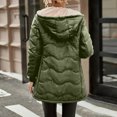 thumbnail image 4 of Wutalume Women's Solid Color Thick Long Sleeve Fashion Coat Jacket with Geometric Wave Hood, Mid Length Plush Insulated Coat for Cold Weather Comfort,Army Green L, 4 of 5