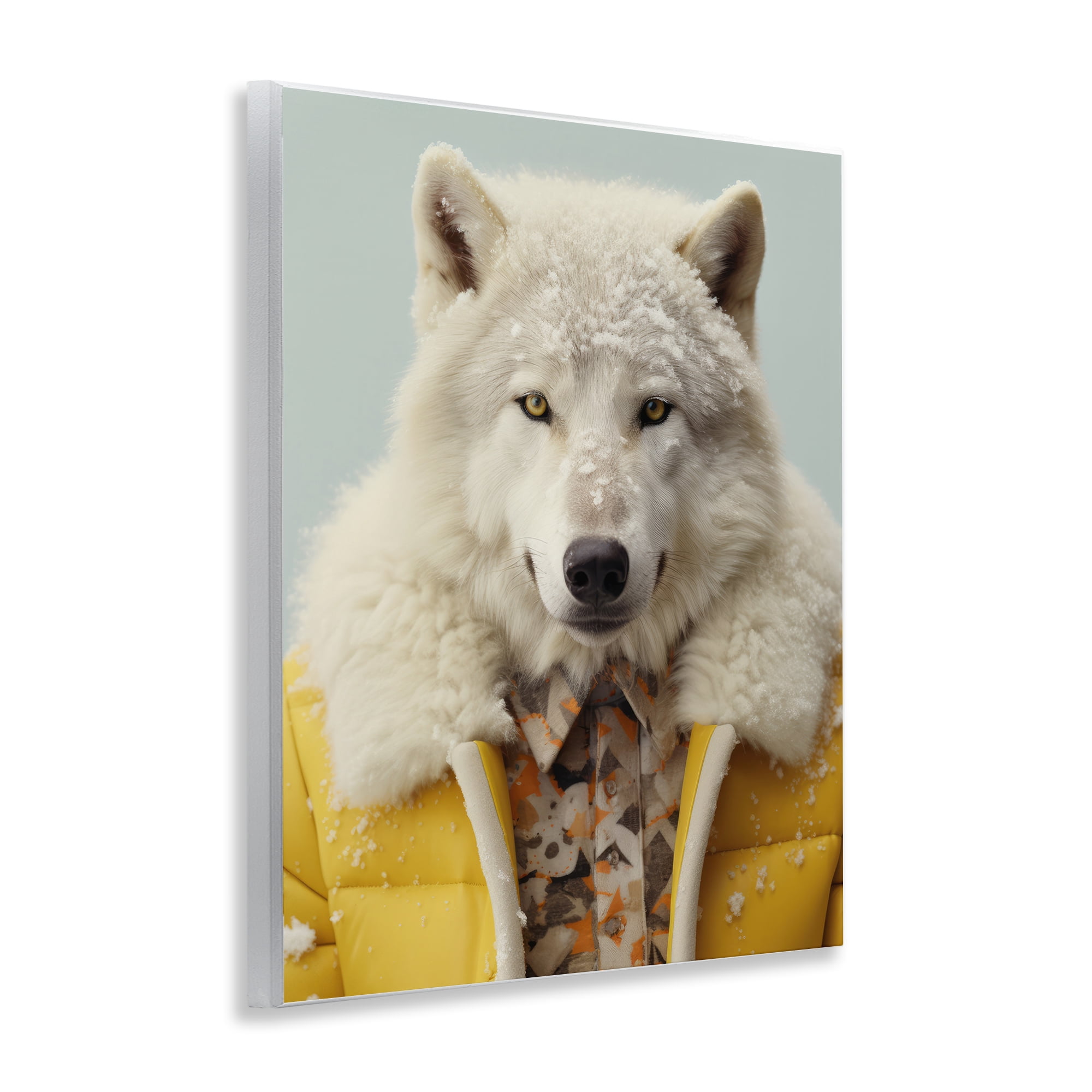 Stupell Industries Snow Wolf Yellow Jacket Wall Plaque Art, design by Ray Powers