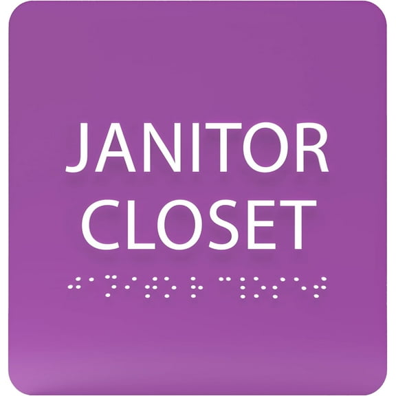 ADA CENTRAL SIGNS - 6" X6" Janitor Closet Sign - ADA Compliant Tactile Graphics Grade 2 Braille Text Acrylic Wall Signs - Janitorial, Custodian, Sanitation, Maintenance, Cleaning Supplies Door Sign