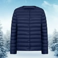 thumbnail image 2 of Yigetop Lightweight Jacket Women Women's V Neck Round Neck Thin Lightweight Pure Color Simple White Duck Down Female Light Down Jacket Womens Puffer Jacket Blue 4XL, 2 of 4