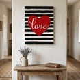 thumbnail image 2 of Canvas Wall Art, Valentines Red Love Heart Framed Canvas Prints for Bedroom Living Room, Withe and Black Stripe Gallery Wrapped Wall Decor for Home Office, Gifts, 12"x18" Ship Next Day, 2 of 7