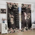 thumbnail image 3 of Black Floral Bible Verse Quotes Curtain Vintage Dark Rose Window Treatment Christian Scripture Boho Victorian Flowers Butterfly Drapes for Women Bedroom Living Room W42xL54in, 3 of 6