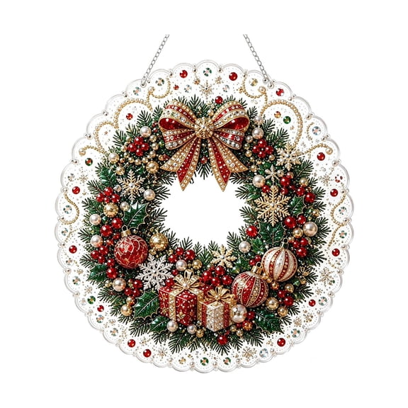 Christmas Wreath DIY Diamond Art Kit, Hanging Pearl Painting Kits for Adults for Fall Decor, Pearl Diamond Art Kits for Adults Creative Crafting