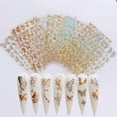 thumbnail image 1 of hojas de pegatinas adhesivas para decoración de uñas, diferentes formas de mariposa láser de Color dorado y plateado, decoración artística de uñas, 1 of 8