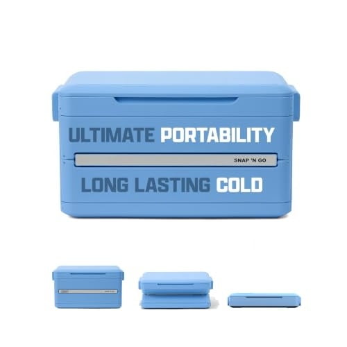 Collapsible Hard‑Sided Cooler, Portable Ice Cooler with Removable Waterproof Liner, Quick Set‑Up & Space‑Saving, 55‑Hour Cold Retention, Blue Sky