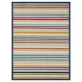 thumbnail image 1 of HomeRoots 475535 7 x 9 ft. Navy Colorful Striped Indoor Outdoor Rectangle Area Rug, Ivory, 1 of 1