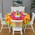thumbnail image 2 of Colorful Tie Dye Mandala Pattern Round Tablecloth 60"x60",Wrinkle Wipeable Table Cloth for Kitchen Dining Room Picnic Patio Party, 2 of 6