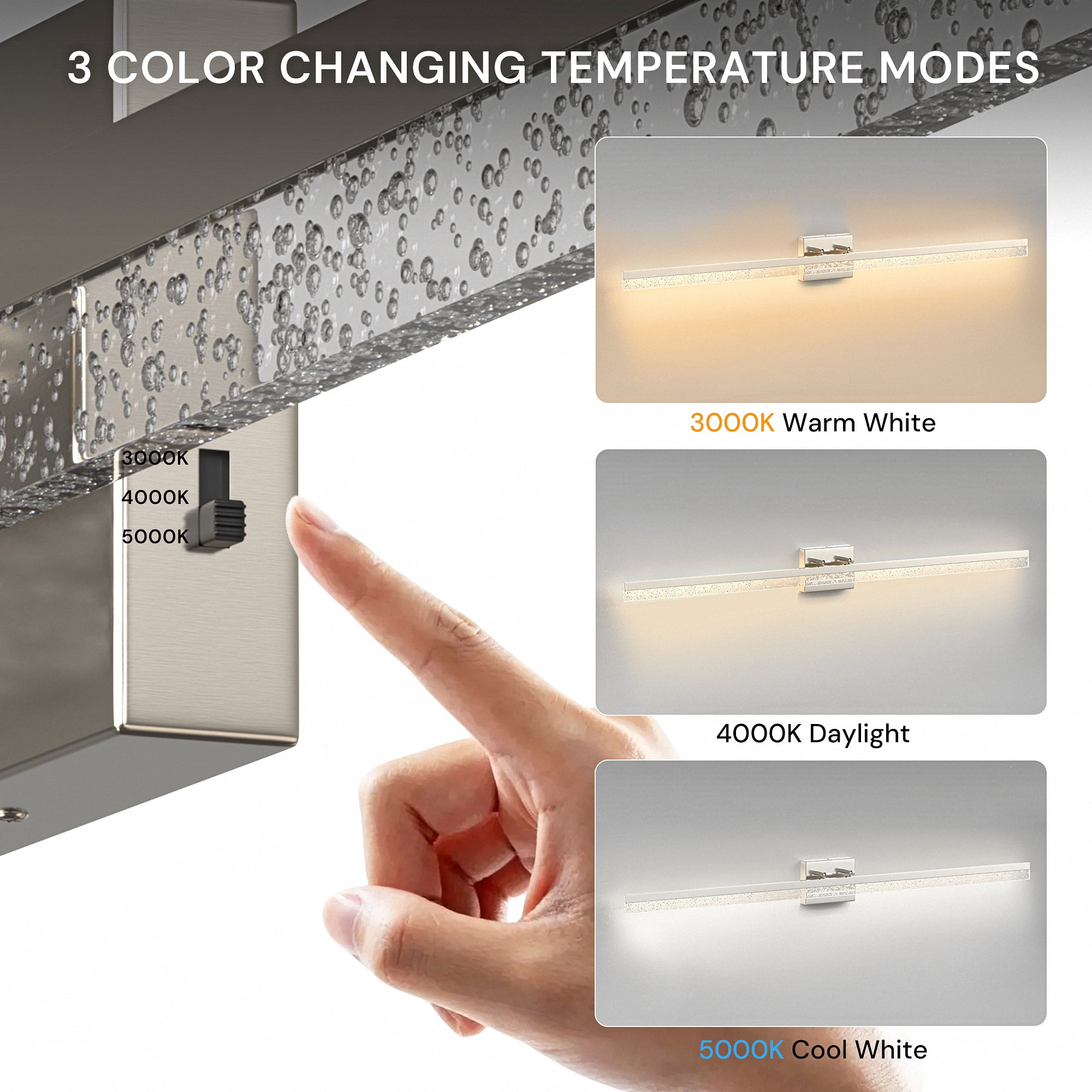 ​YANSUN 48 in LED Vanity Light with Dimmable 3 CCT, Brushed Nickel Finish, Modern Bathroom Mirror Light for Bathroom Vanity Table