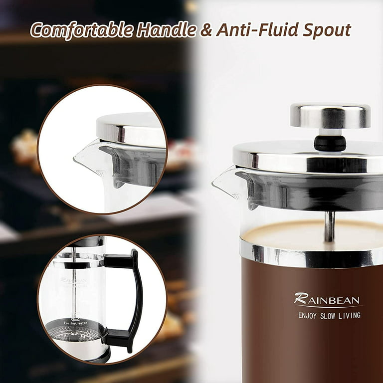 RAINBEAN Mini cafetera de prensa francesa, 1 taza, prensa de café de 12  onzas, perfecta para regalos para amantes del café, café matutino, cafetera  de