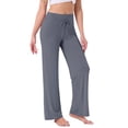 thumbnail image 4 of Pantalones de pijama de mujer INSPIRE CHIC, de pierna ancha, con cordón, pantalones de sudadera elásticos, pantalones de lounge Palazzo, pantalones de yoga para dormir, L Gris oscuro, 4 of 6