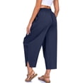 thumbnail image 5 of Women Solid Harem Capris Elastic Drawstring Waist Pockets Lightweight Summer Beach Holiday Casual Pants Navy M, 5 of 7