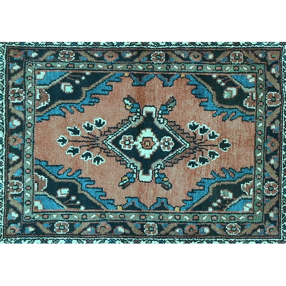 Ahgly Company Indoor Rectangle Medallion Light Blue Traditional Area Rugs, 4' x 6'