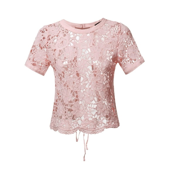 FashionOutfit Women's Cute Crochet Crop Top Floral Pattern Details