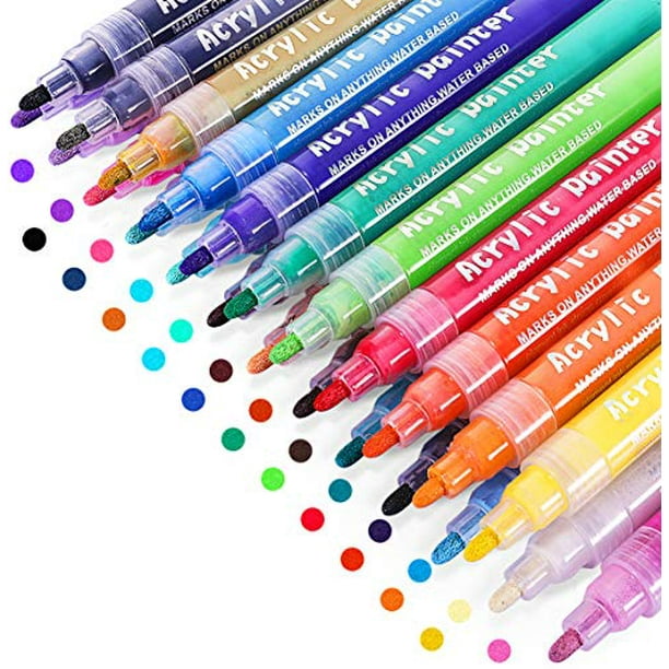 Acrylic Paint Marker Pens, Emooqi 24 Colors Premium Waterproof