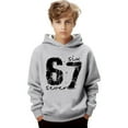 thumbnail image 2 of 67 Six Seven Letter Hoodies Sweatshirts For Kids Hoodies Sweatshirts Casual Boys Graphic Hooded Sweatshirt Long Sleeve Pullover With Print Athletic Top For Kids Youth Grey 90(2-3 Years), 2 of 8