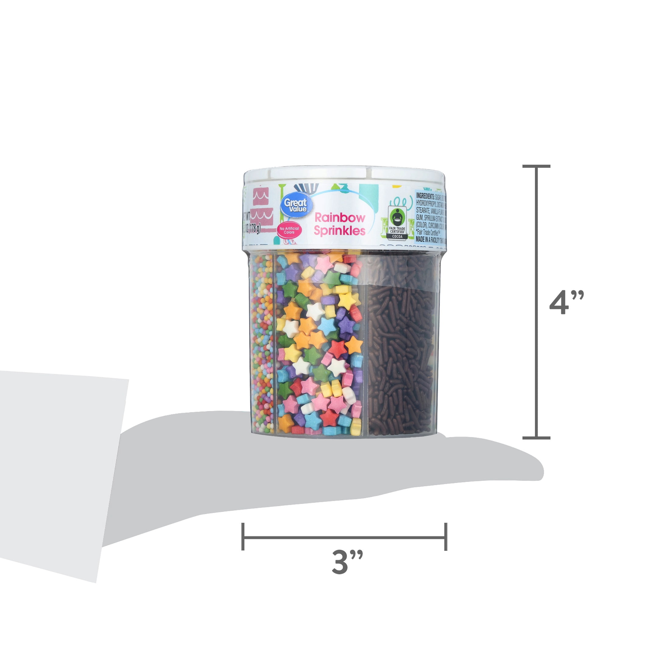 Great Value 6-Cell Rainbow Decorating Sprinkles, 6.91 oz