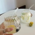 thumbnail image 5 of 2pcs Ribbed Glass Cups,14.4OZ Ripple Drinking Glassware Drinking Glass Cups,Vintage Glass Cute Iced Coffee Cups for Home Party,Drinking Water,Wine,Holiday Gifts for Friends,Family, 5 of 8