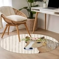 thumbnail image 4 of Round Rug 3.3Ft Washable Non-Slip, Farmhouse Striped Circle Area Rugs for Living Room Bedroom, Watercolor Horse Flower Leaf Beige Indoor Floor Mats Carpet Runner for Home Decor Aesthetic, 4 of 8
