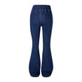 thumbnail image 2 of KVPLBQFD Bell Bottom Jeans for Girls Crossover Stretchy Jeans Kids High Waisted Pull On Denim Pants Girl Trendy Flare Leggings with Pockets, 2 of 4